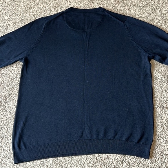 Bundle of Two Nordstrom V Neck Merino Wool Navy And Argyle Print Sweaters - Picture 5 of 11